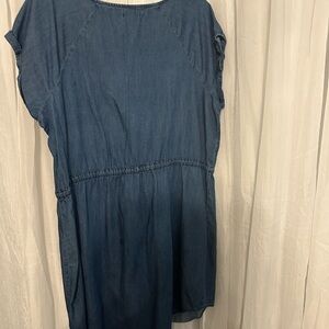 Blue Midi Dress with Cap Sleeves